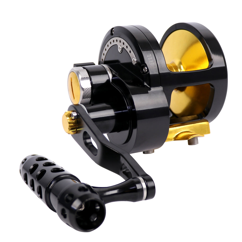 Roll over image to zoom in Fiblink Trolling Fishing Reel Boat Fishing Conventional Fishing Reel Aluminum Alloy Body Large Line Capacity Double Brake 