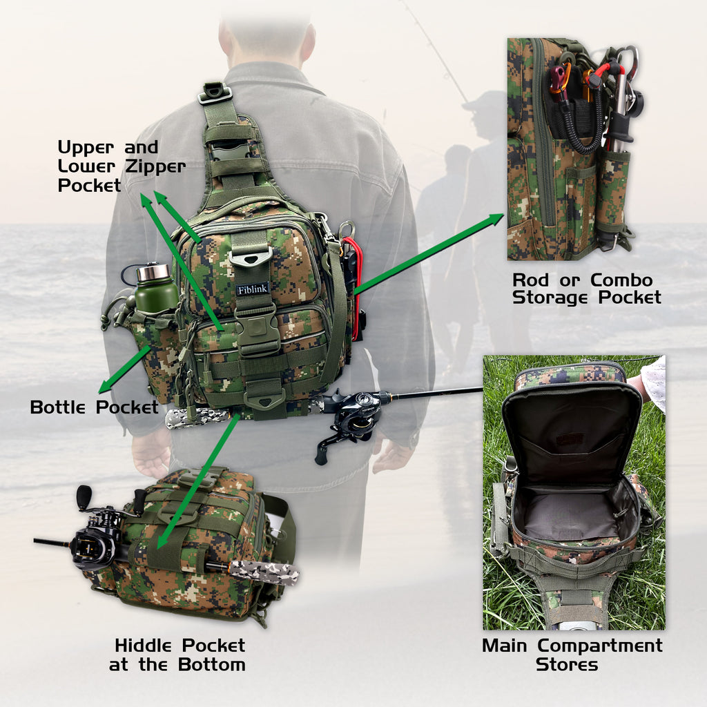 camouflage fishing tackle bag Fiblink Backpack Water-resistant Hunting Bag Kit Bag Hunter's Backpack –  fiblink