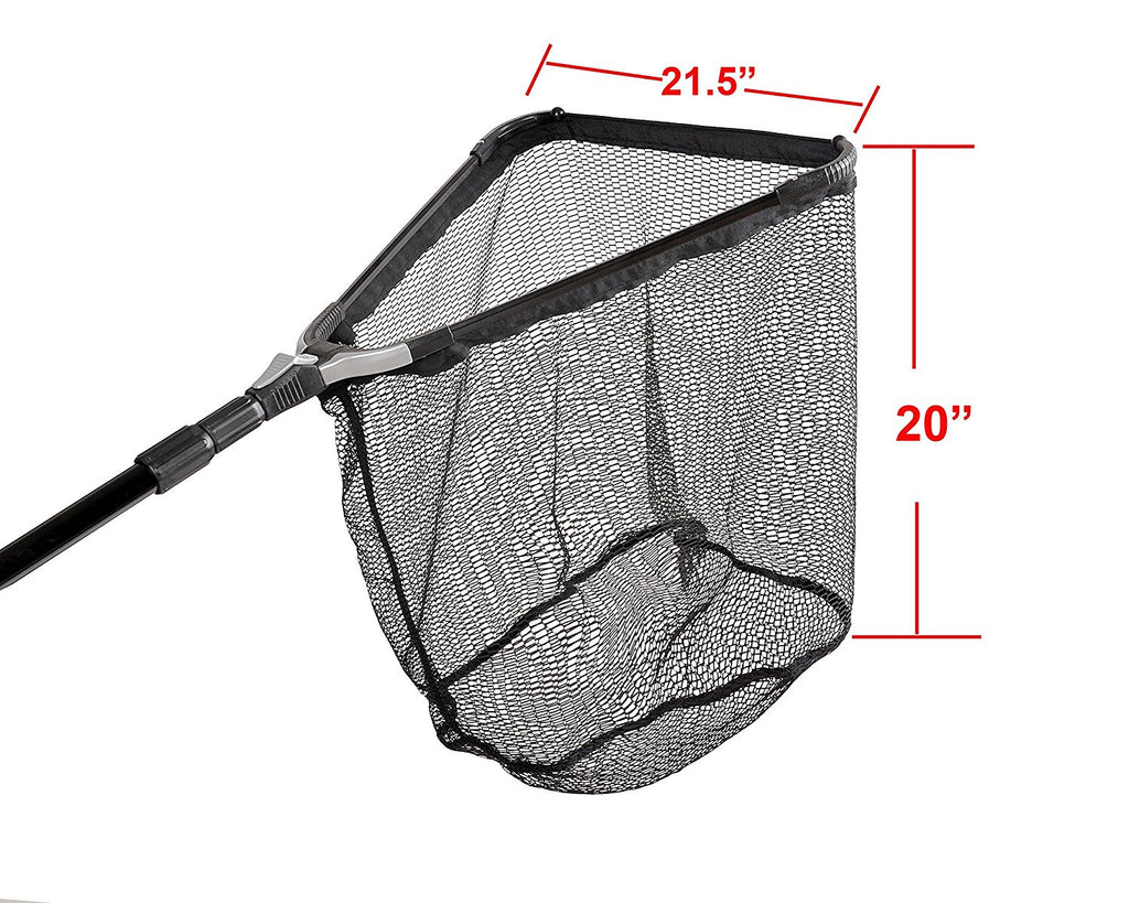 KOMCLUB Floating Fishing Net, Telescoping Pole Handle Foldable Fish Landing  Net with Rubber Coated Mesh Fly Fishing net for Easy Fish Catch and