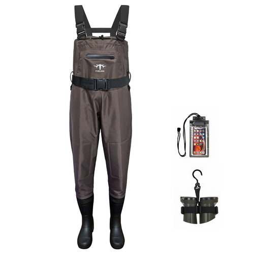Fiblink Chest Waders, 2-Ply Nylon/PVC Waterproof Fishing Hunting Waders, Fishing Waders for Men & Women with Boots
