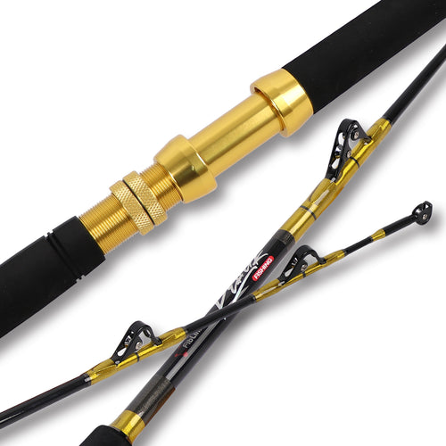 Fiblink 1 Piece/2 Piece Saltwater Fishing Rod Trolling Rod Big Game Boat Conventional Roller Guide Deep Drop Stand-Up Rod 5'6