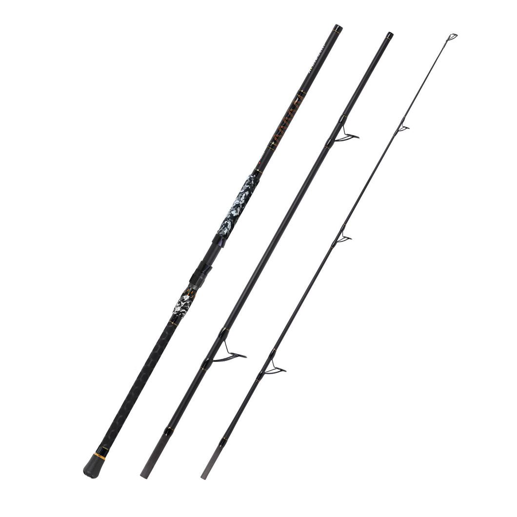 Fiblink Surf Fishing Rod,Portable Spinning Rod,3 Piece Travel Fishing Pole,Carbon Fiber Surf Rod,Stainless Steel Guides with Ceramic Rings,No-Slip Grip(10'6