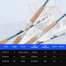 Fiblink 1-Piece/2-Piece Saltwater Offshore Trolling Rod Big Game Rod Conventional Boat Fishing Pole (5’, 5’6”, 6’)