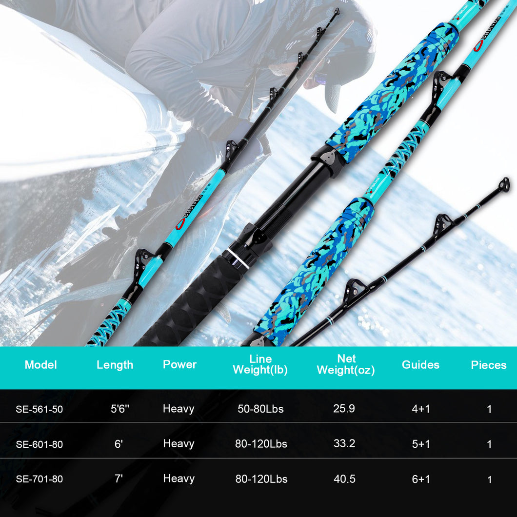 dnd epic fishing pole Fiblink Trolling Fishing Rod 1-Piece Saltwater Big Game Rod Offshore C – fiblink