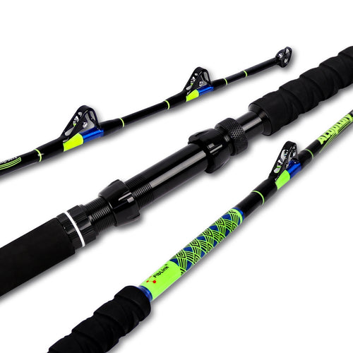 Fiblink Fishing Trolling Rod Saltwater Offshore Boat Fishing Rod 1 Piece/2 Piece Deep Drop Big Game Blue/Neon Green Fishing Pole(5'/6'6