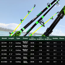 Fiblink Catfish Fishing Rods 7'6"/8'6"/9'/10'Green Catfish Rod 1 Piece/2 Piece Portable Travel Catfishing Rod Fishing Catfish Casting/Spinning Rod with Camo Eva Handle