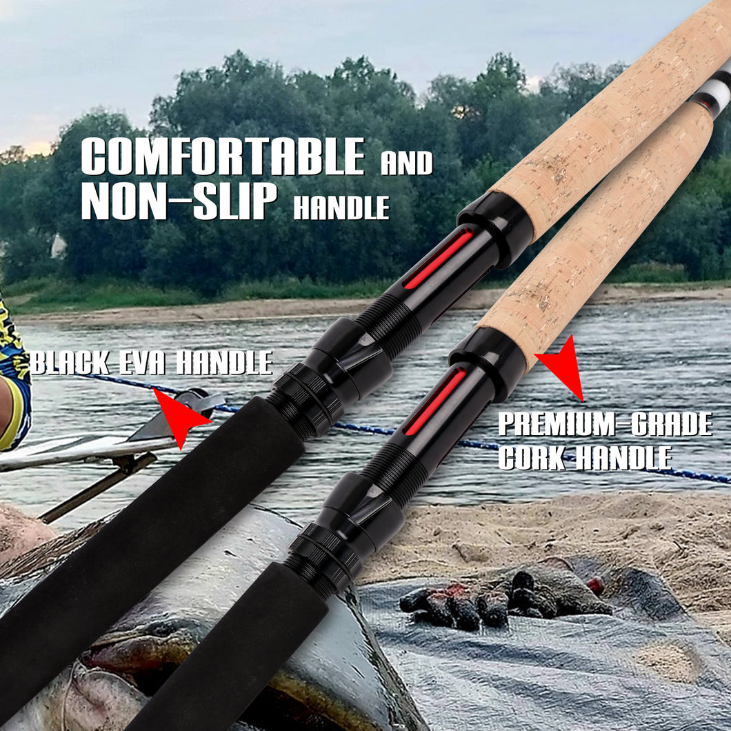 2 poles premium fishing Fiblink Catfish Fishing Rods 8'/9'Catfish Pole 2 Piece Portable Travel – fiblink