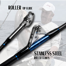 Fiblink Saltwater Offshore Heavy Trolling Fishing Rod Big Game Conventional Boat Fishing Roller Rod Pole with All Roller Guides (5'1"/6'/7'6")