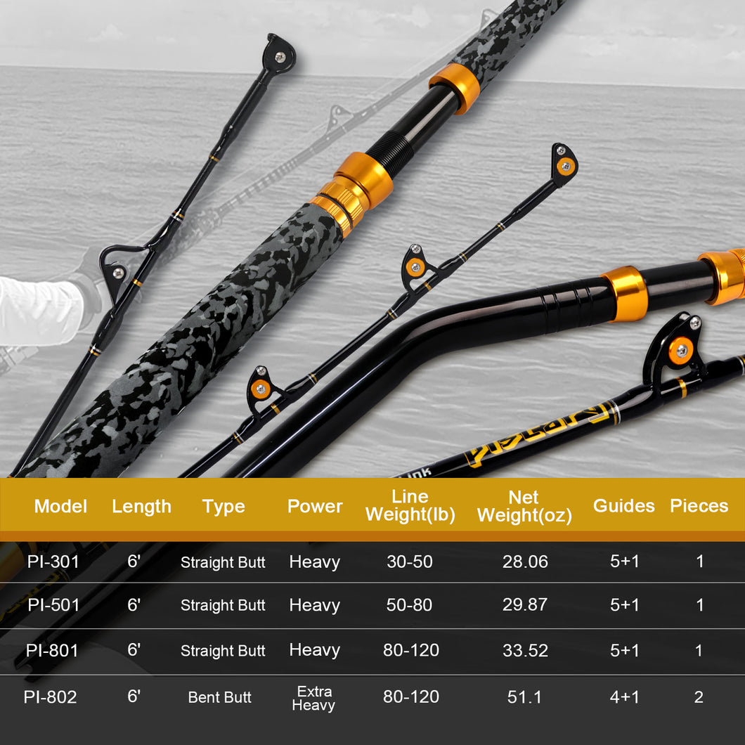 Fiblink 1-Piece Saltwater Offshore Trolling Rod 6-Feet Big Game Rod Co fiblink Fiblink 1-Piece Saltwater Offshore Trolling Rod 6-Feet Big Game Rod Co fiblink