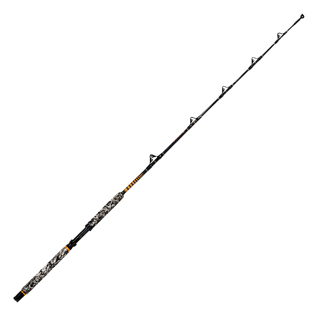Fiblink Fishing Trolling Rod 1 Piece Saltwater Offshore Heavy Roller Rod  Big Name Conventional Boat Camo Fishing Pole (6'6,30-50lb/50-80lb/80-120lb)