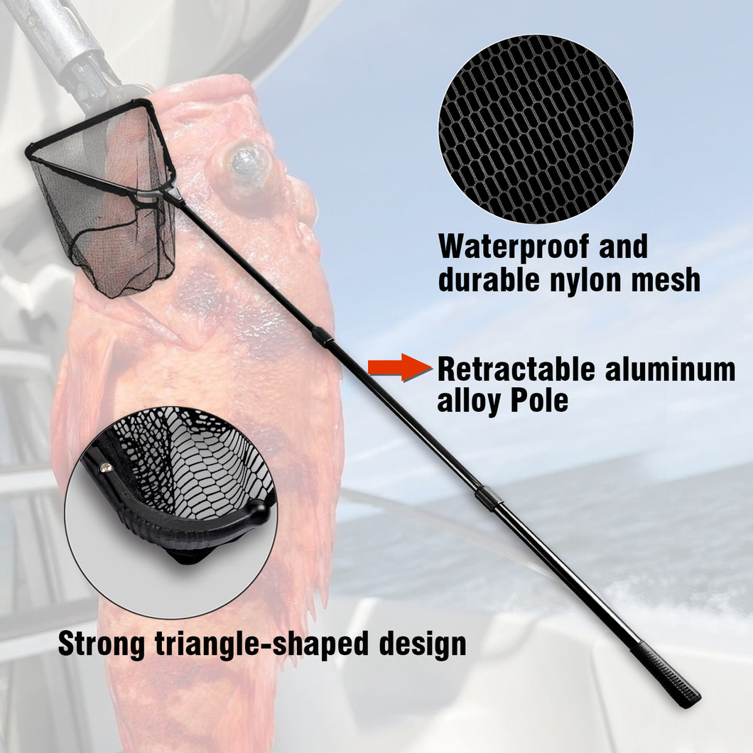 Fiblink Folding Aluminum Fishing Landing Net Fish Net with Extending T – fiblink
