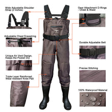 Fiblink Chest Waders, 2-Ply Nylon/PVC Waterproof Fishing Hunting Waders, Fishing Waders for Men & Women with Boots
