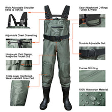 Fiblink Chest Waders, 2-Ply Nylon/PVC Waterproof Fishing Hunting Waders, Fishing Waders for Men & Women with Boots