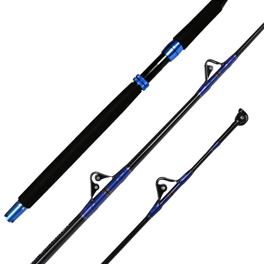 Fiblink 1 Piece Saltwater Offshore Trolling Rod Heavy Roller Rod Big Name  Conventional Boat Fishing Rod with Roller Guides (80-120lb,5'6), Trolling  Rods -  Canada