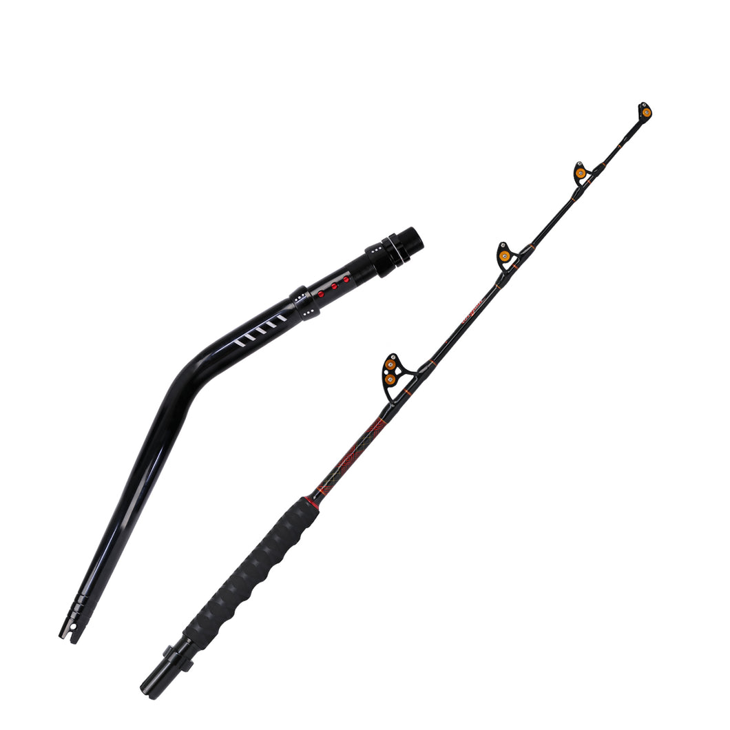 baitcast rod bent guides Fiblink Bent Butt Trolling Rod 2-Piece Saltwater Offshore Fishing Rod – fiblink