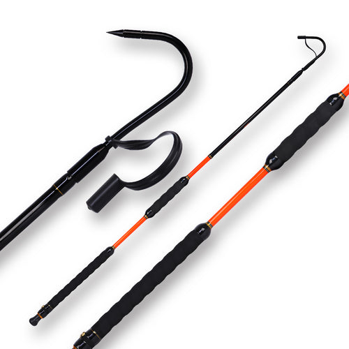 Fiblink Fishing Gaff with Stainless Steel Hook Fiberglass Pole Non-Slip Grip Handle Hook Gaff (3’ & 5’ & 6’, 66lb Test)